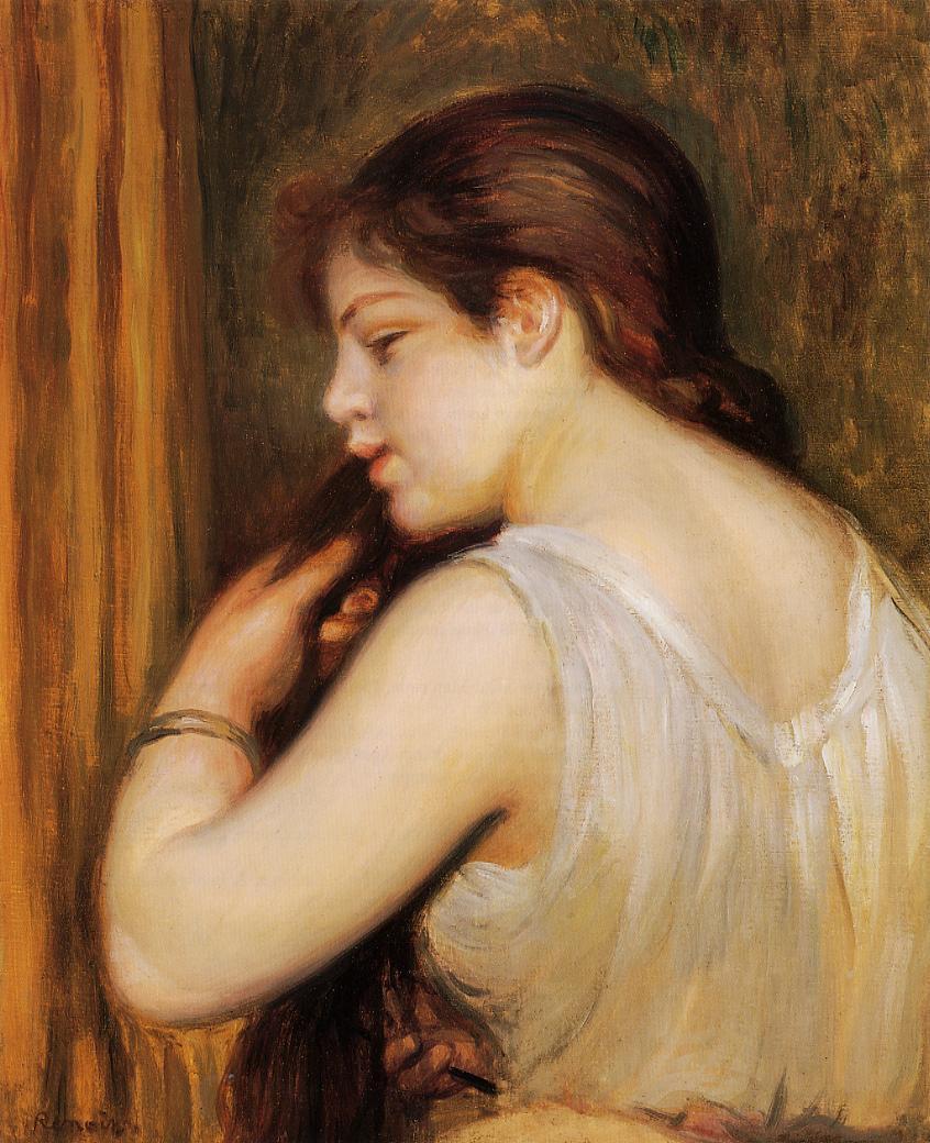 The Coiffure (Young Girl Combing Her Hair) - Pierre-Auguste Renoir painting on canvas